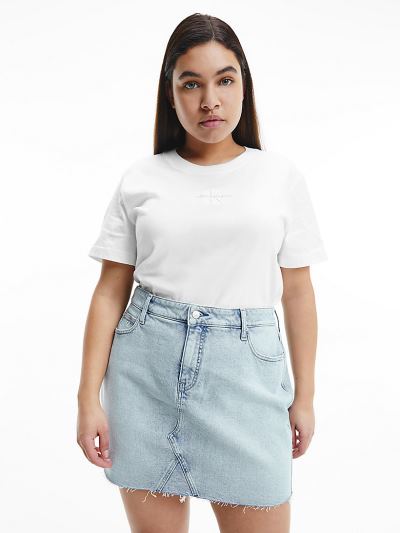 Calvin Klein Ruhák HU591792 | Calvin Klein Plus Size Organic Cotton Logo Női Póló Világos Fehér